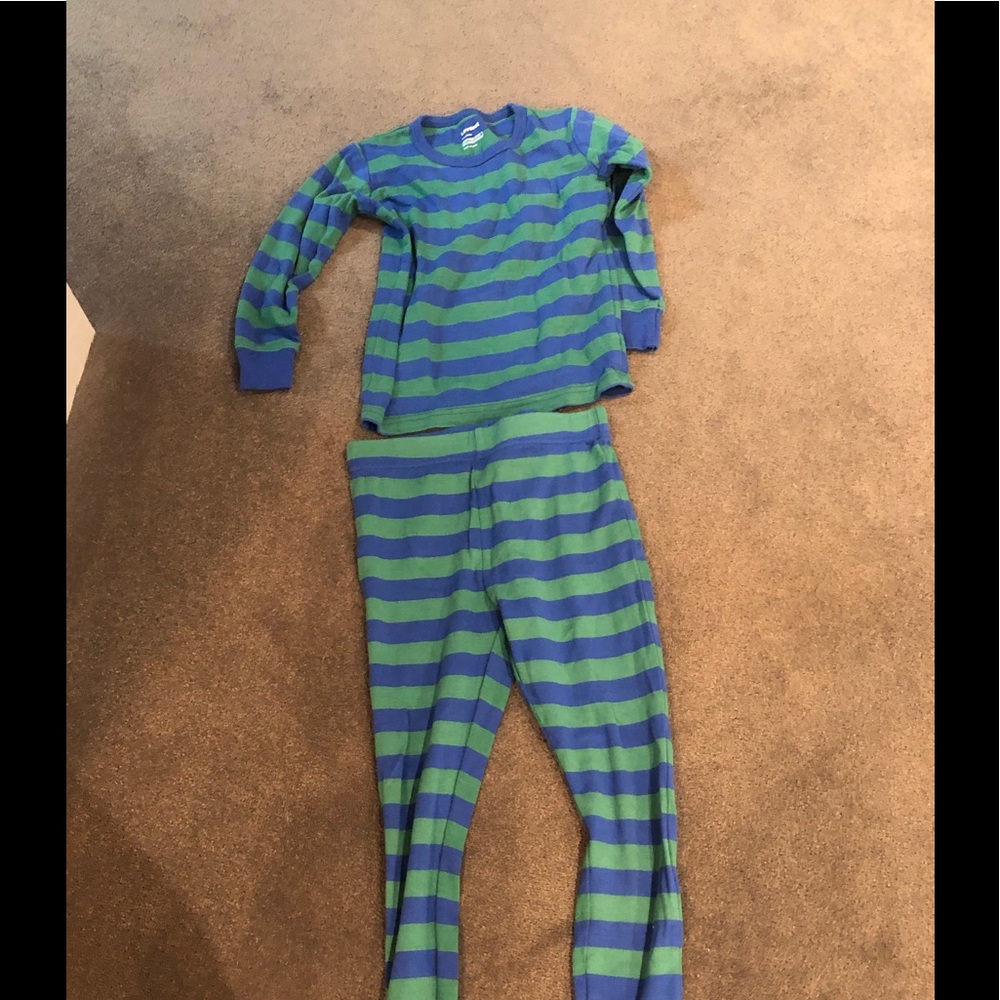 Leveret Striped green and blue pajamas size 7-8